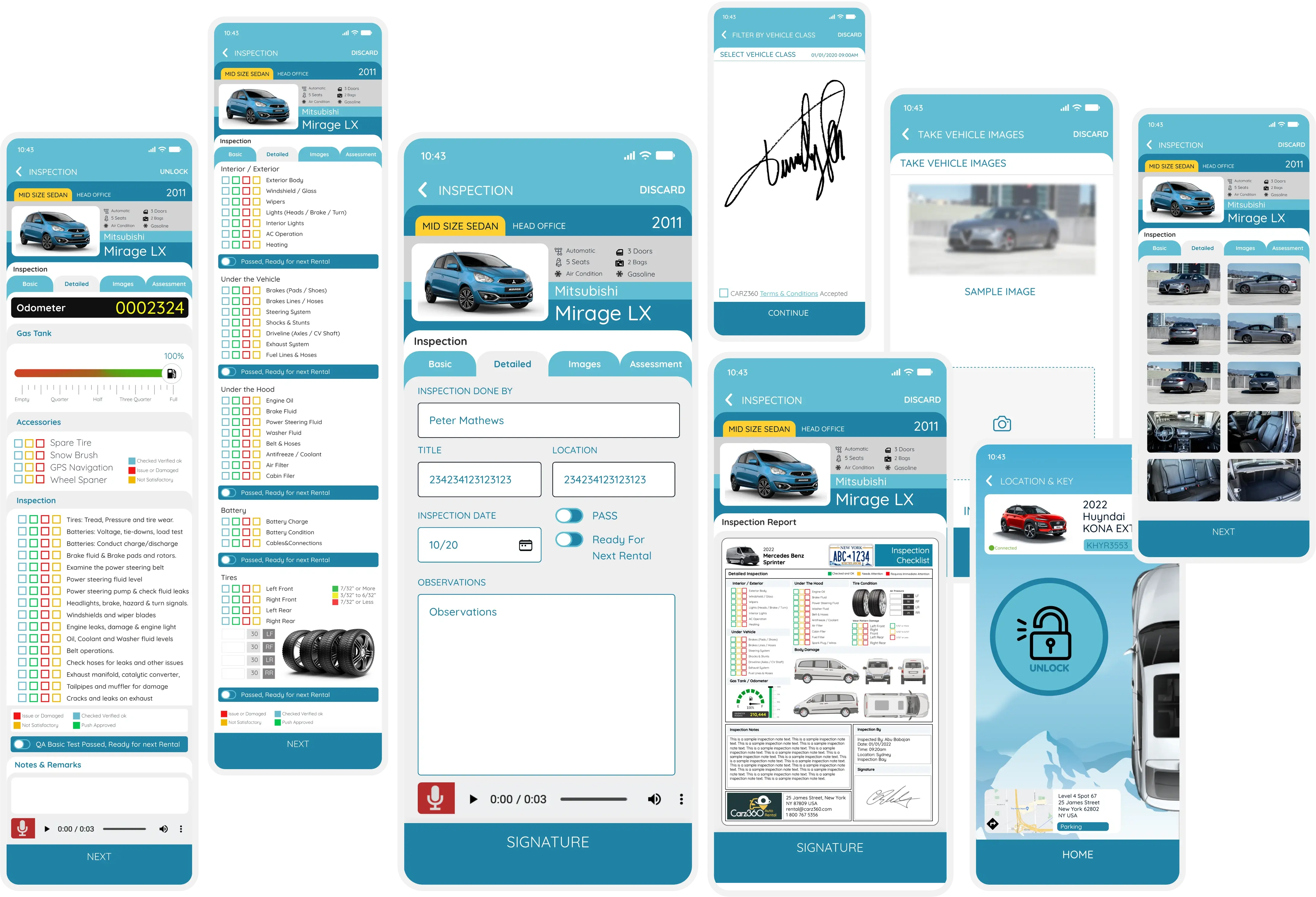 Digital inspection process for rental cars